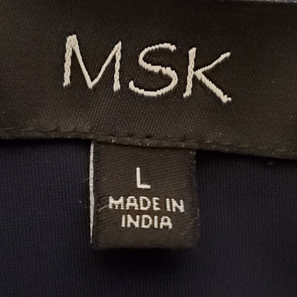 MSK Chiffon Shift Dress Navy Blue beaded straps - Picture 5 of 7